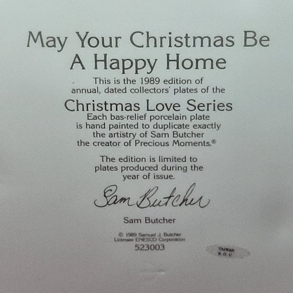 Precious Moments Decorative Plate May Your Christmas Be A Happy Home 1989 - Picture 7 of 11